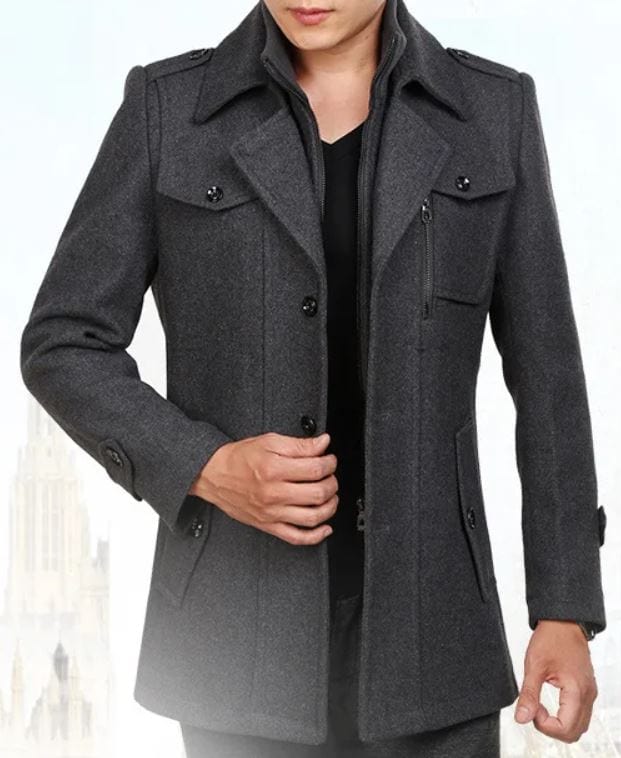 EP | manteau de laine à double col automne-hiver